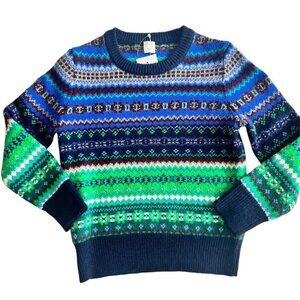 J Crew Crewcuts Sz 4/5 Wool Fair Isle Pullover Sweater Blue J. Crew Cuts NWT